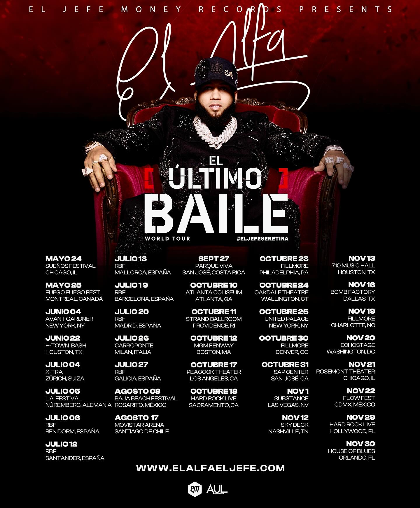 El Alfa El Ultimo Baile Tour Poster 2025